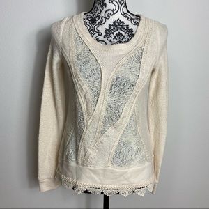 Angel of the North Lace Detail Cream Sweater XS